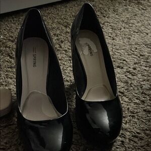 Spring Black Patent Leather Heels